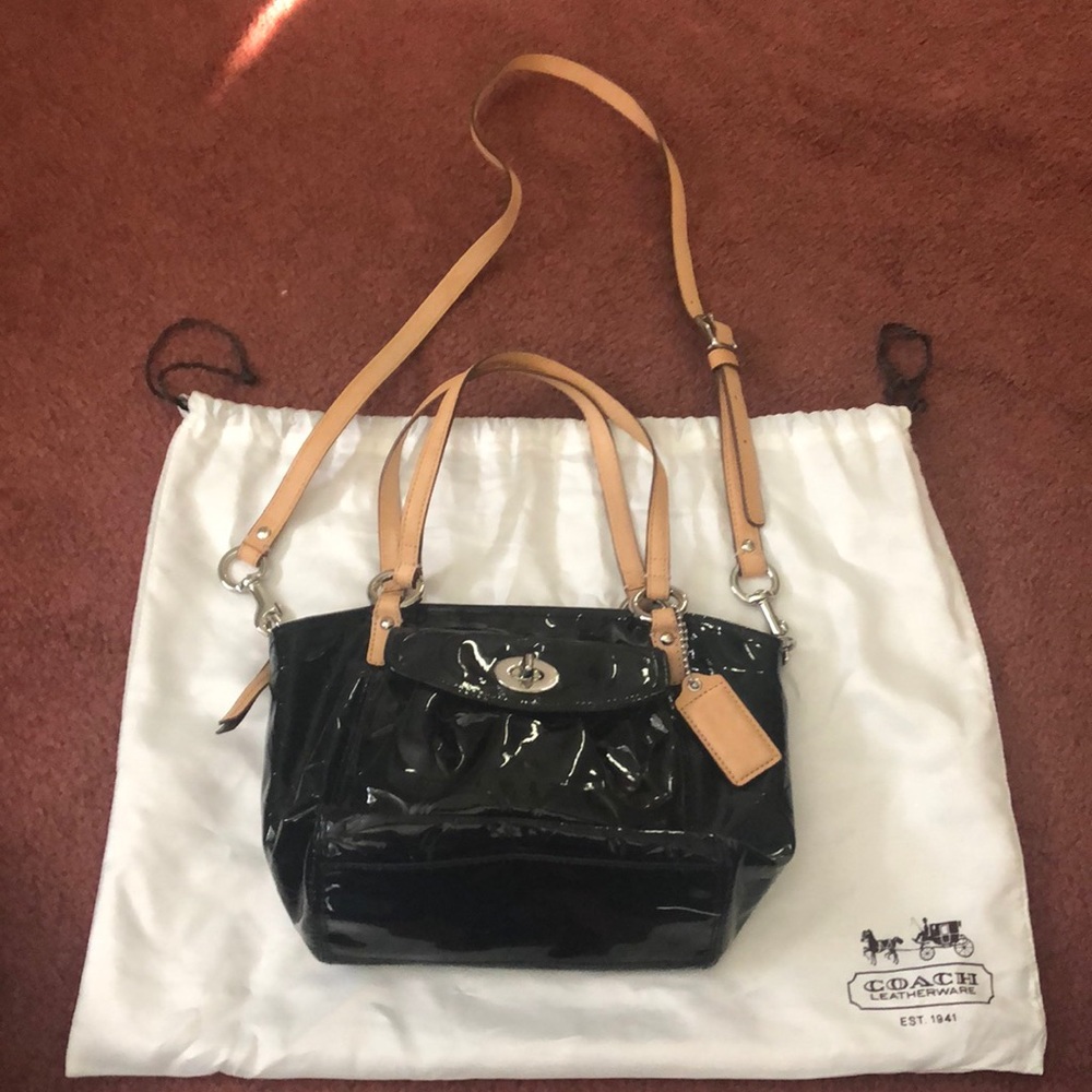 Coach black patent leather bag